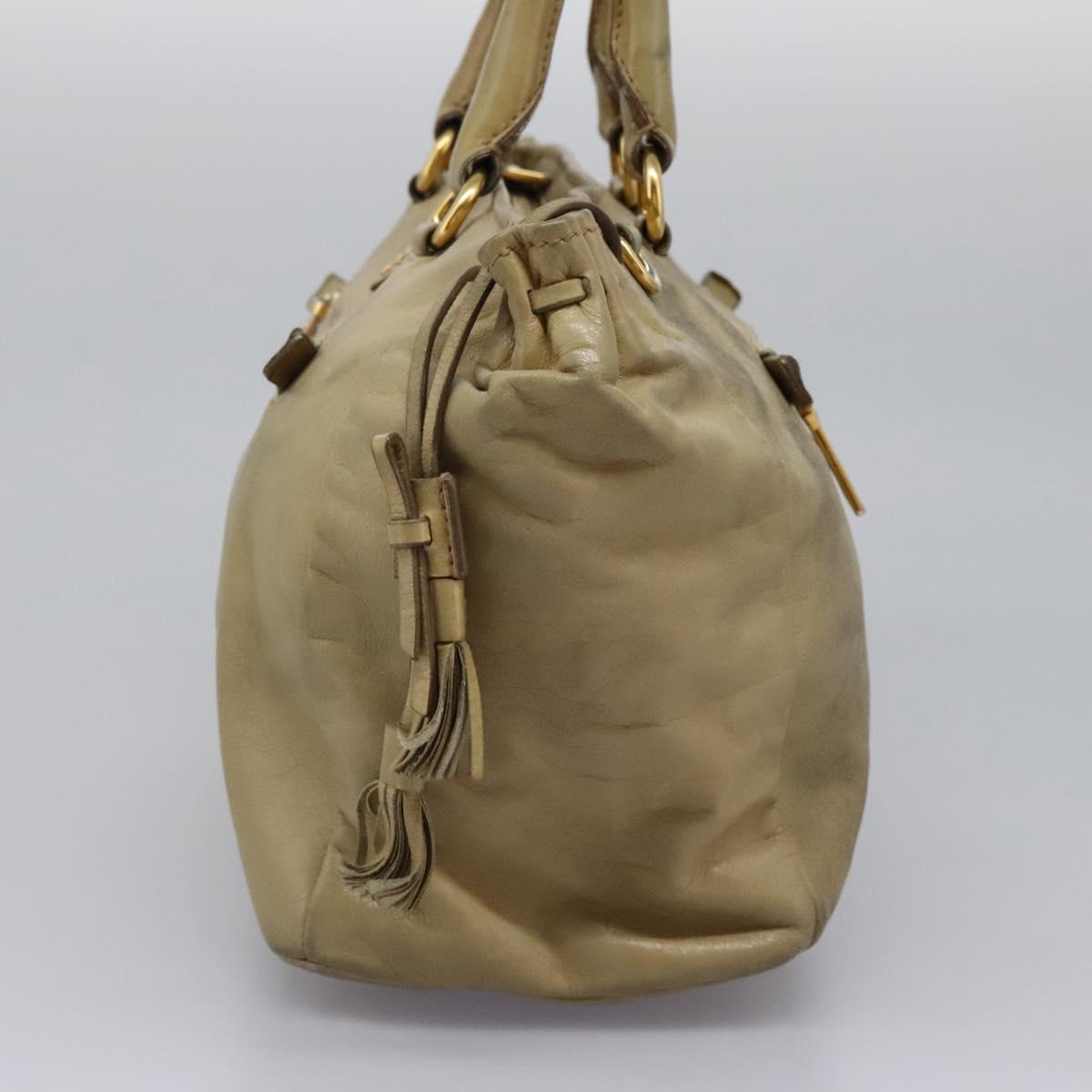Prada Vitello Beige Leather Handbag (Pre-Owned)
