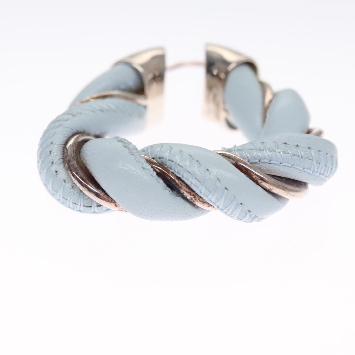 Bottega Veneta Triangle Blue Leather Earring Jewelry (Pre-Owned)
