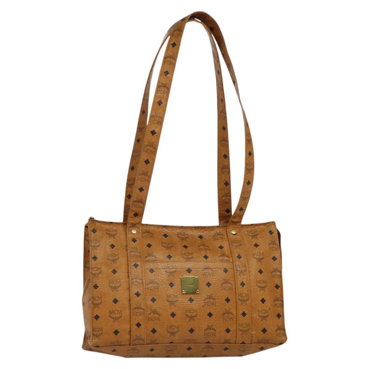 MCM Visetos Brown Leather Tote Bag (Pre-Owned)