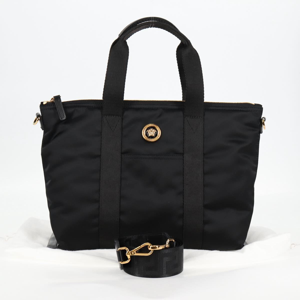 Versace Medusa Black Nylon Handbag (Pre-Owned)