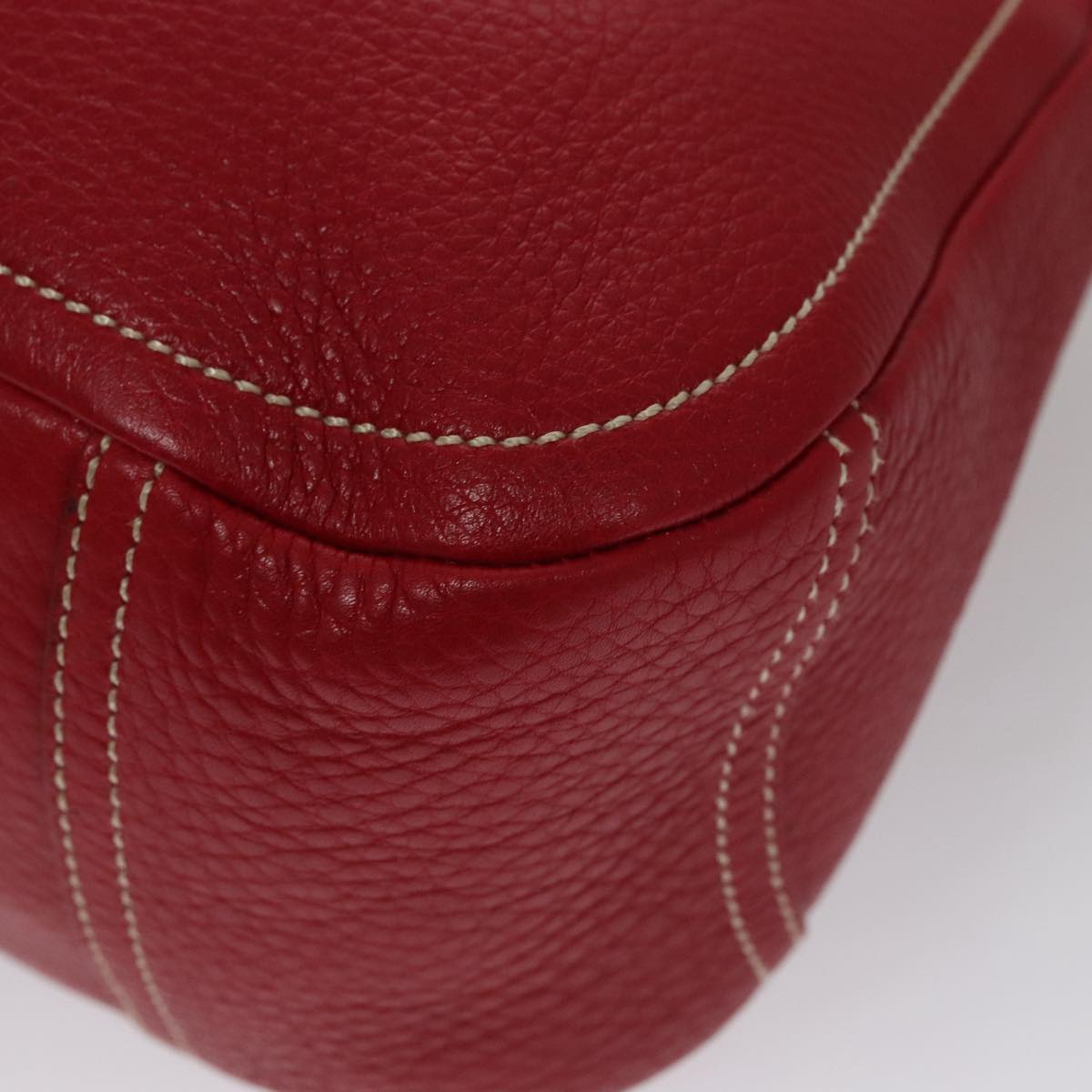 Prada Triangle Logo Red Leather Shoulder Bag (Pre-Owned)