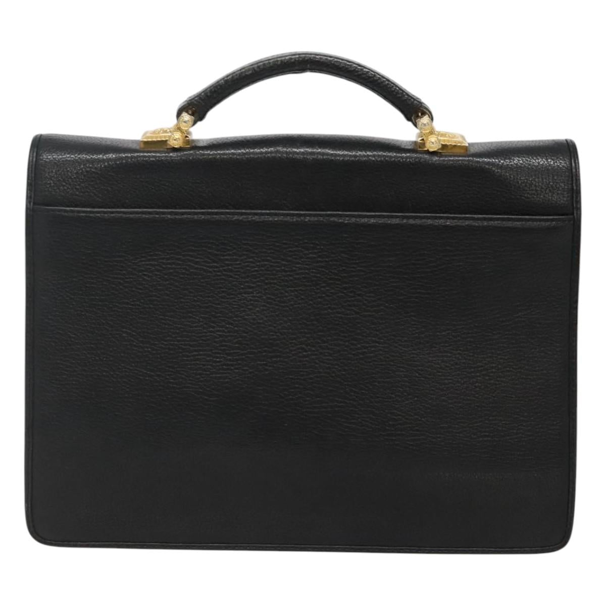 Versace Medusa Black Leather Briefcase Bag (Pre-Owned)