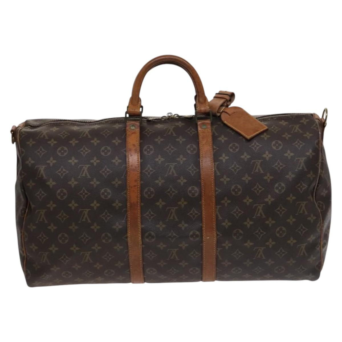Louis Vuitton Keepall Bandouliere 55 Brown Canvas Travel Bag (Pre-Owned)