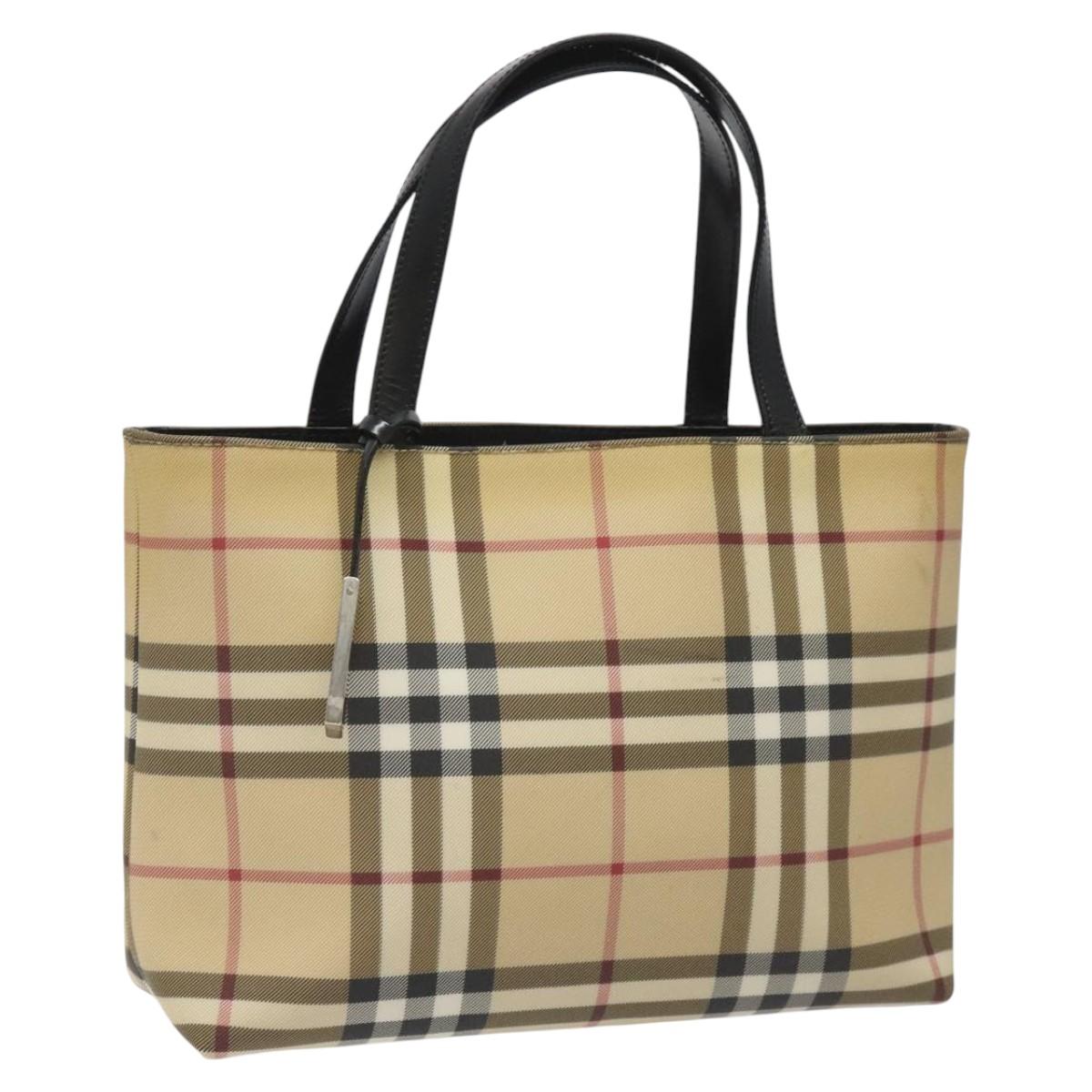 Burberry Nova Check Beige Canvas Handbag (Pre-Owned)
