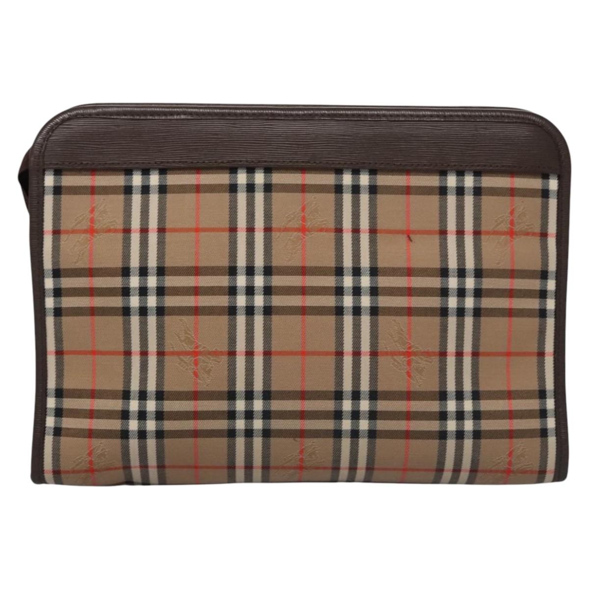Burberry Nova Check Beige Canvas Clutch Bag (Pre-Owned)