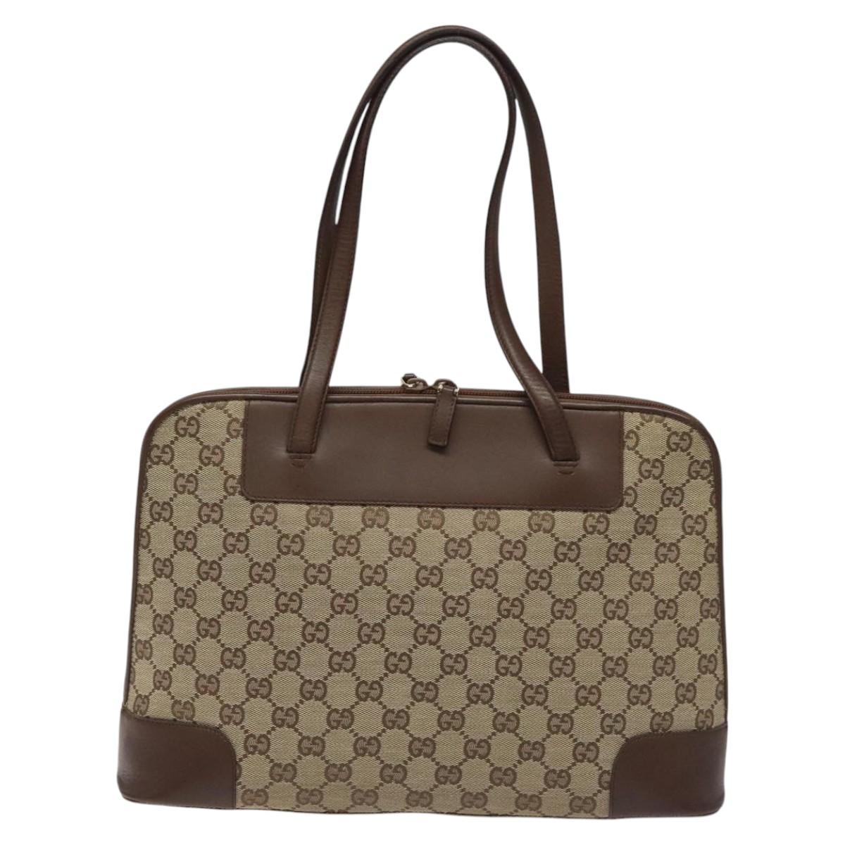Gucci Gg Canvas Beige Canvas Shoulder Bag (Pre-Owned)