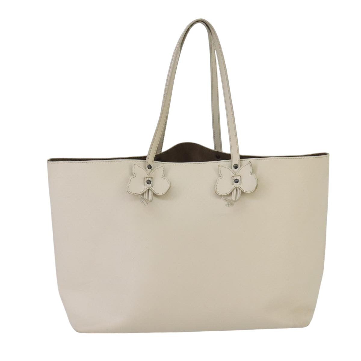 Bottega Veneta Cabas White Leather Tote Bag (Pre-Owned)
