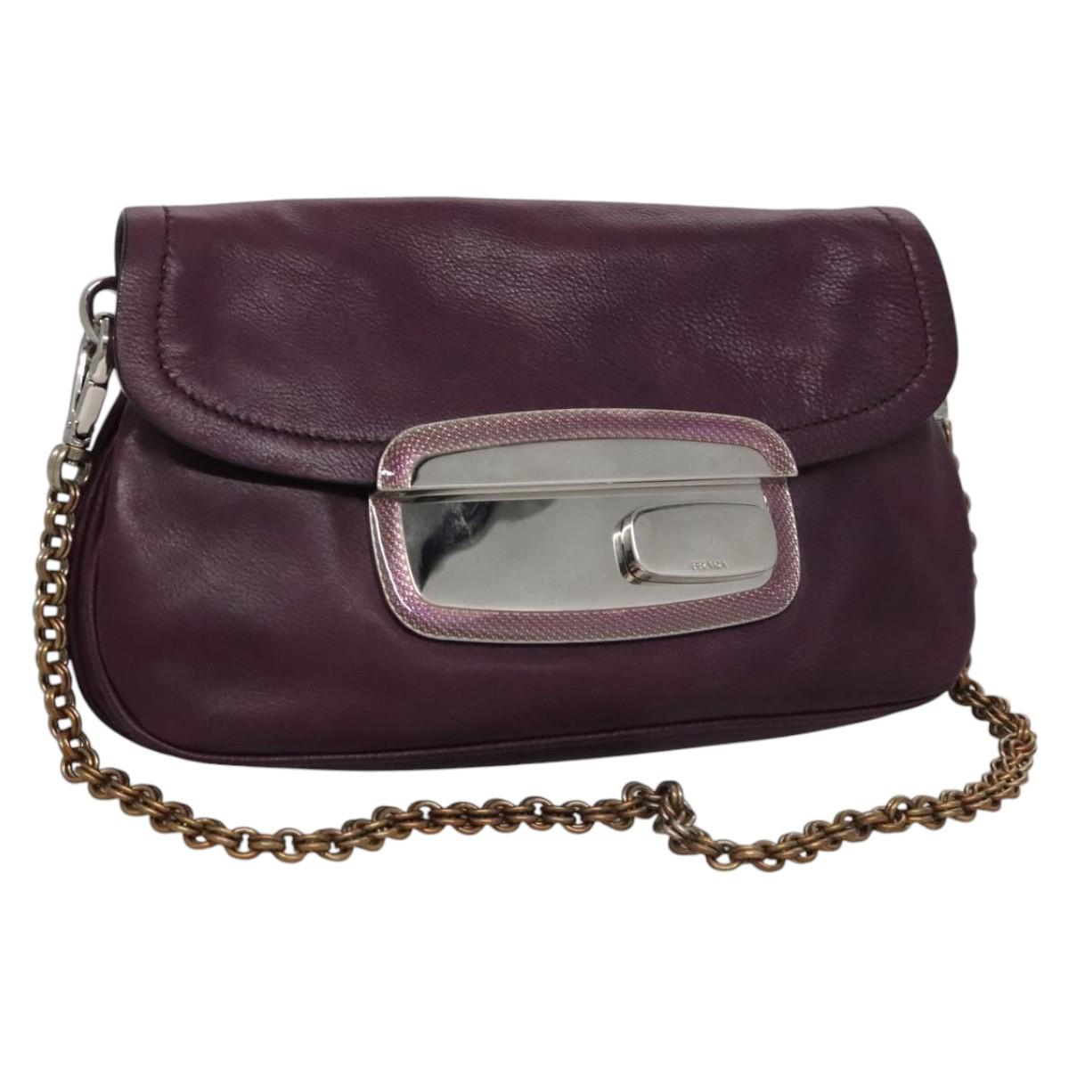 Prada Purple Leather Shoulder Bag (Pre-Owned)