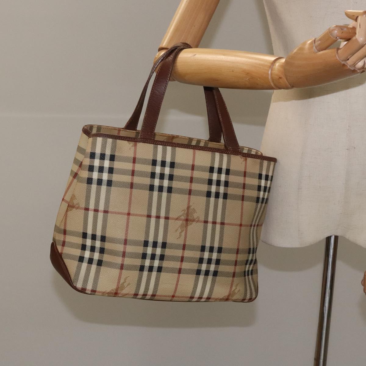 Burberry Haymarket Beige Canvas Handbag (Pre-Owned)