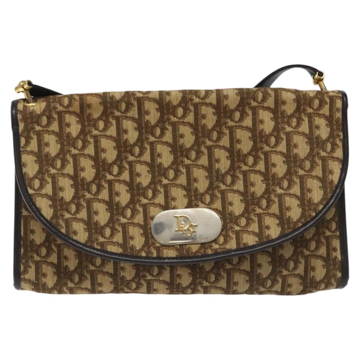 Dior Trotter Brown Canvas Shoulder Bag (Pre-Owned)