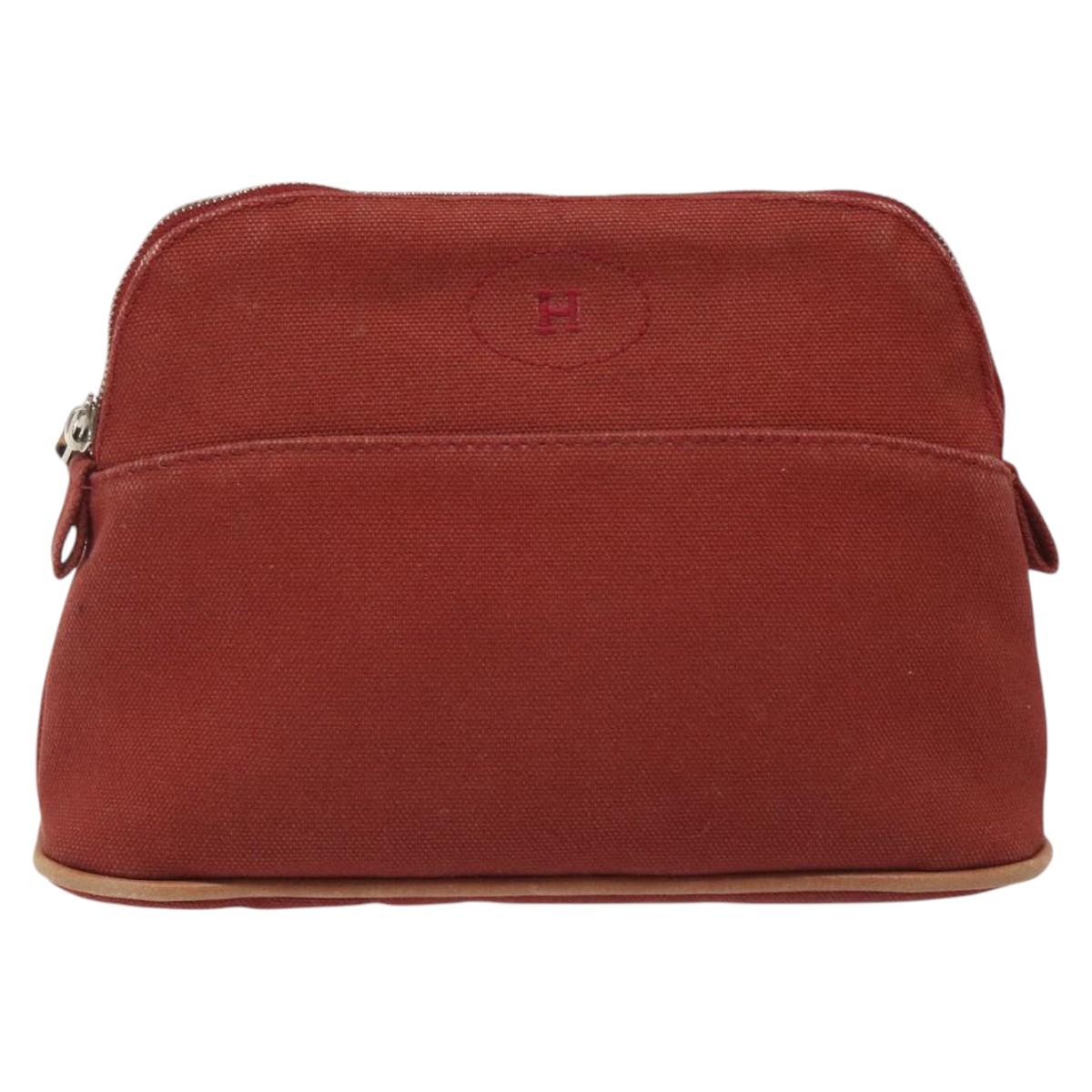 Hermès Bolide Burgundy Canvas Clutch Bag (Pre-Owned)