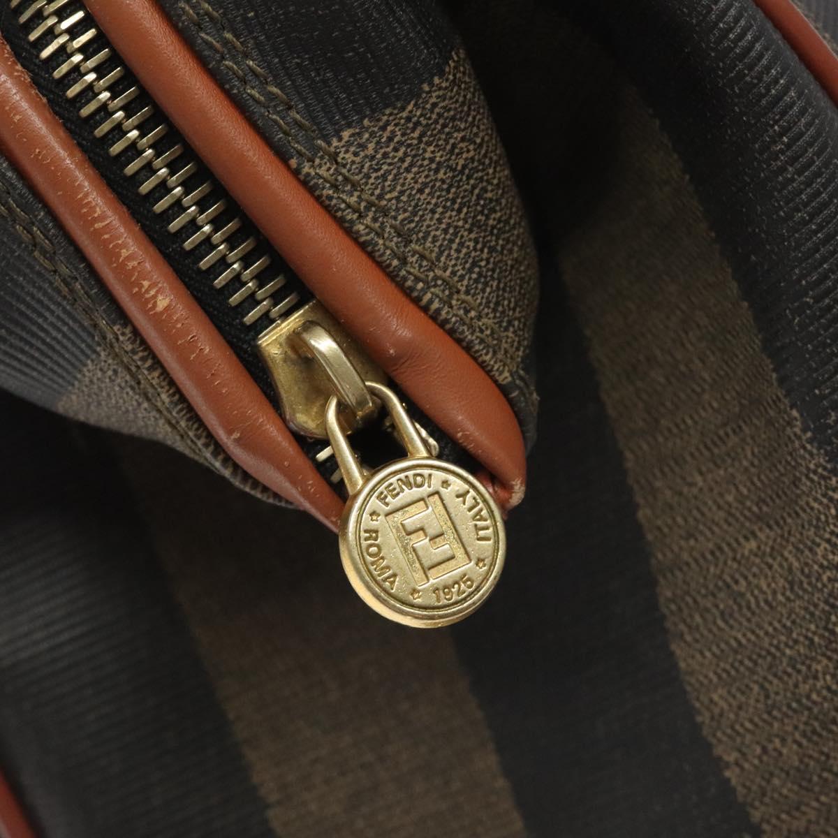 Fendi Pequin Brown Canvas Handbag (Pre-Owned)