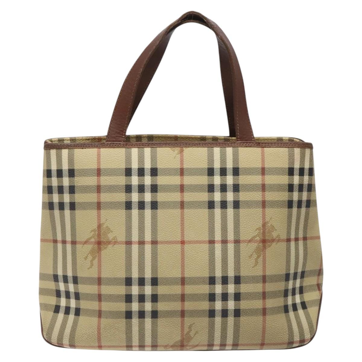 Burberry Haymarket Beige Canvas Handbag (Pre-Owned)