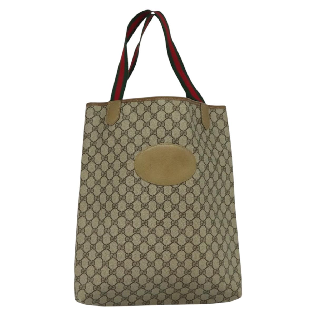 Gucci Sherry Beige Canvas Tote Bag (Pre-Owned)