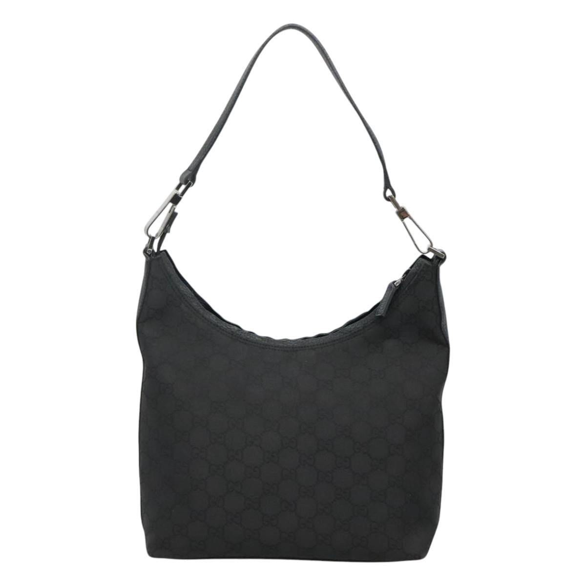 Gucci Jackie Black Canvas Shoulder Bag (Pre-Owned)