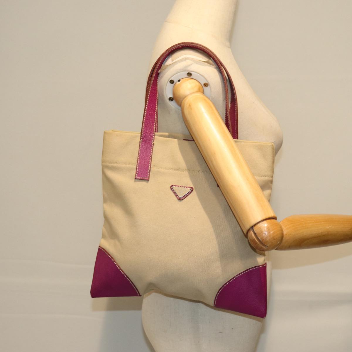 Prada Beige Canvas Tote Bag (Pre-Owned)