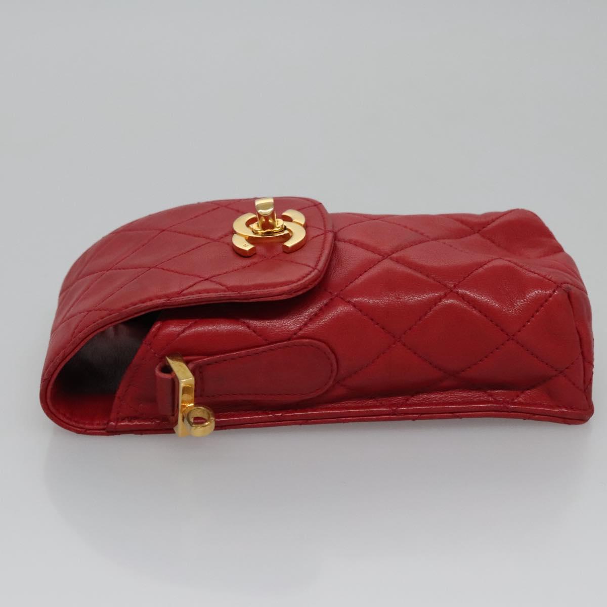 Chanel Phone Case Red Leather Clutch Bag (Pre-Owned)