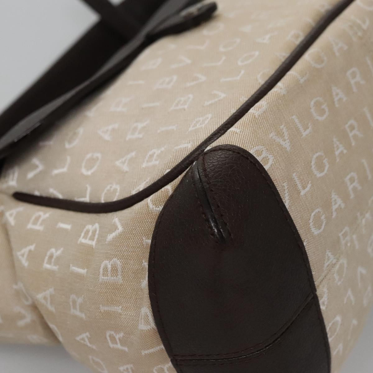 Bulgari Logo Mania Beige Canvas Handbag (Pre-Owned)