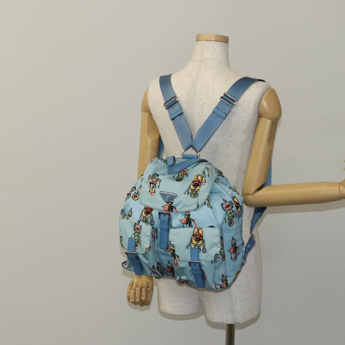Prada Robot Blue Synthetic Backpack Bag (Pre-Owned)