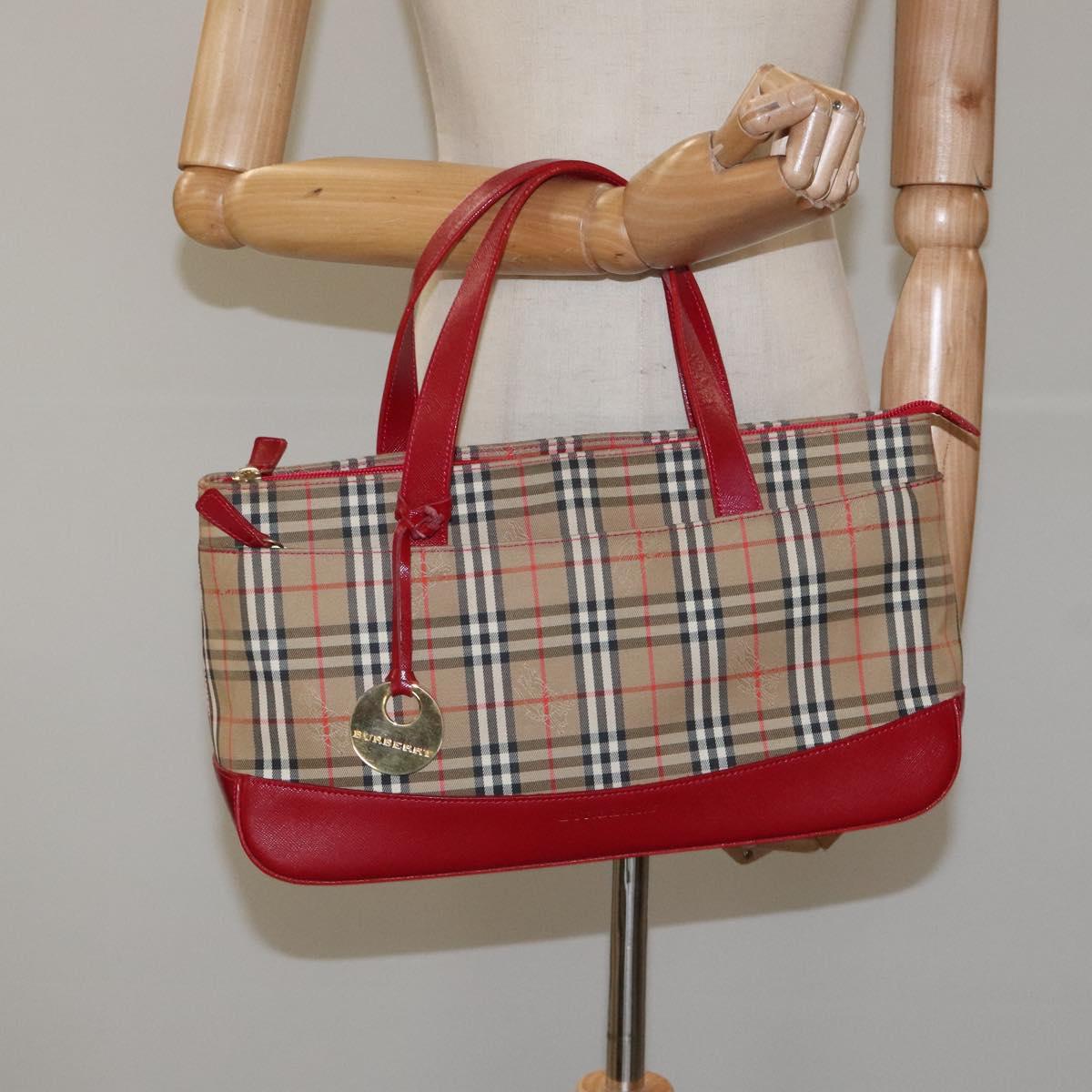Burberry Nova Check Beige Canvas Handbag (Pre-Owned)