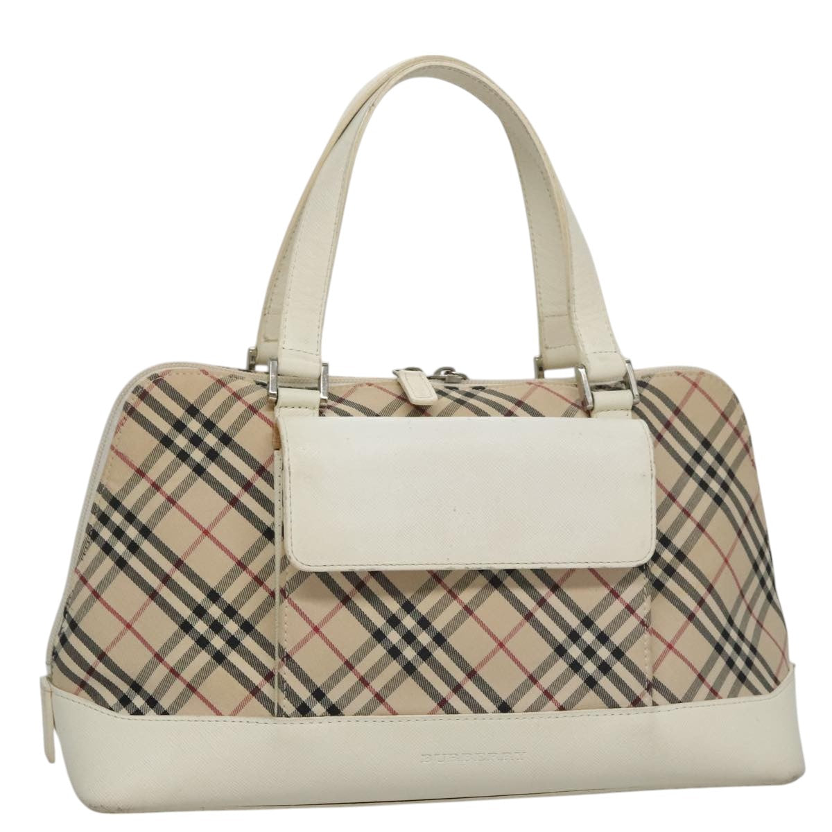 Burberry Nova Check Beige Canvas Handbag (Pre-Owned)