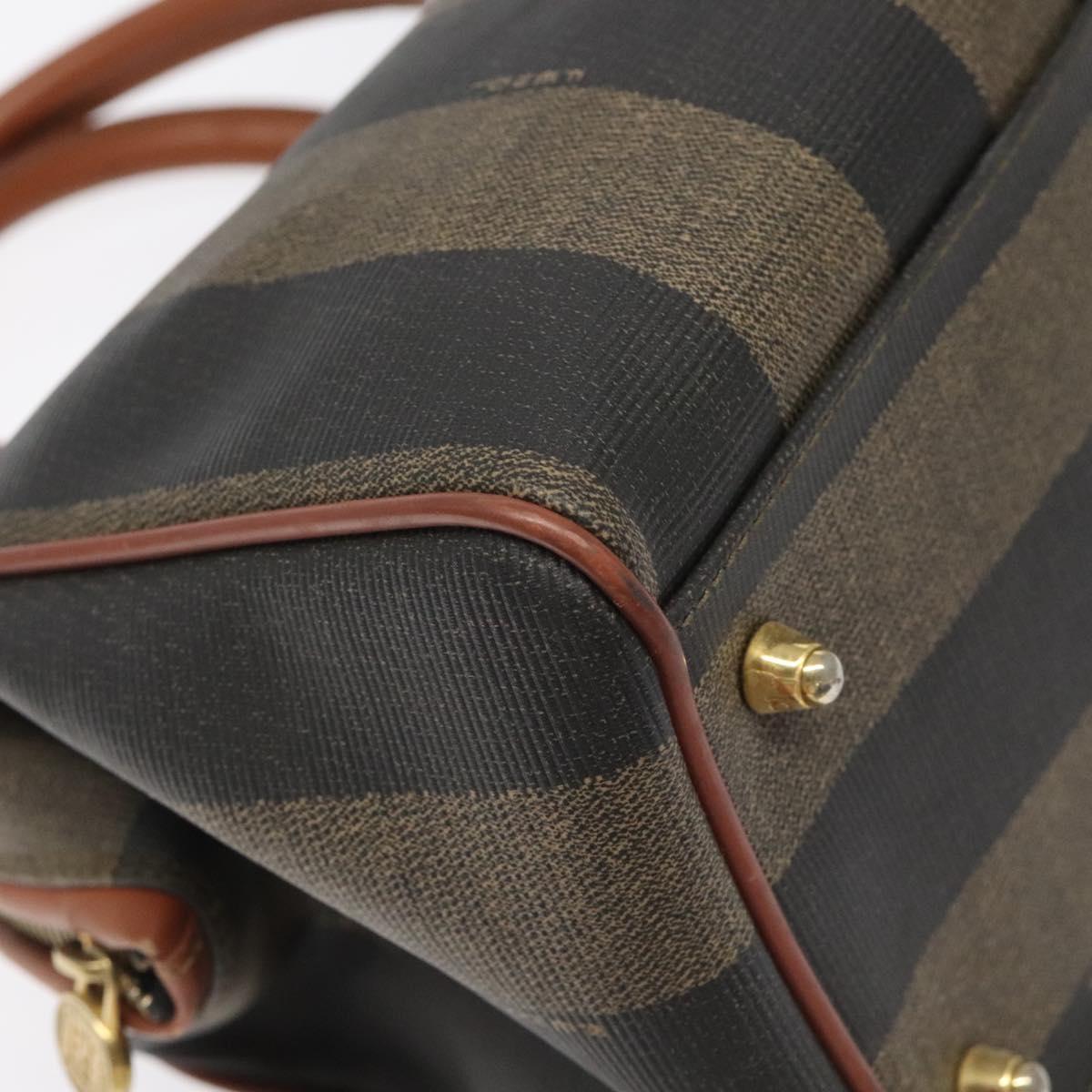 Fendi Pequin Brown Canvas Handbag (Pre-Owned)