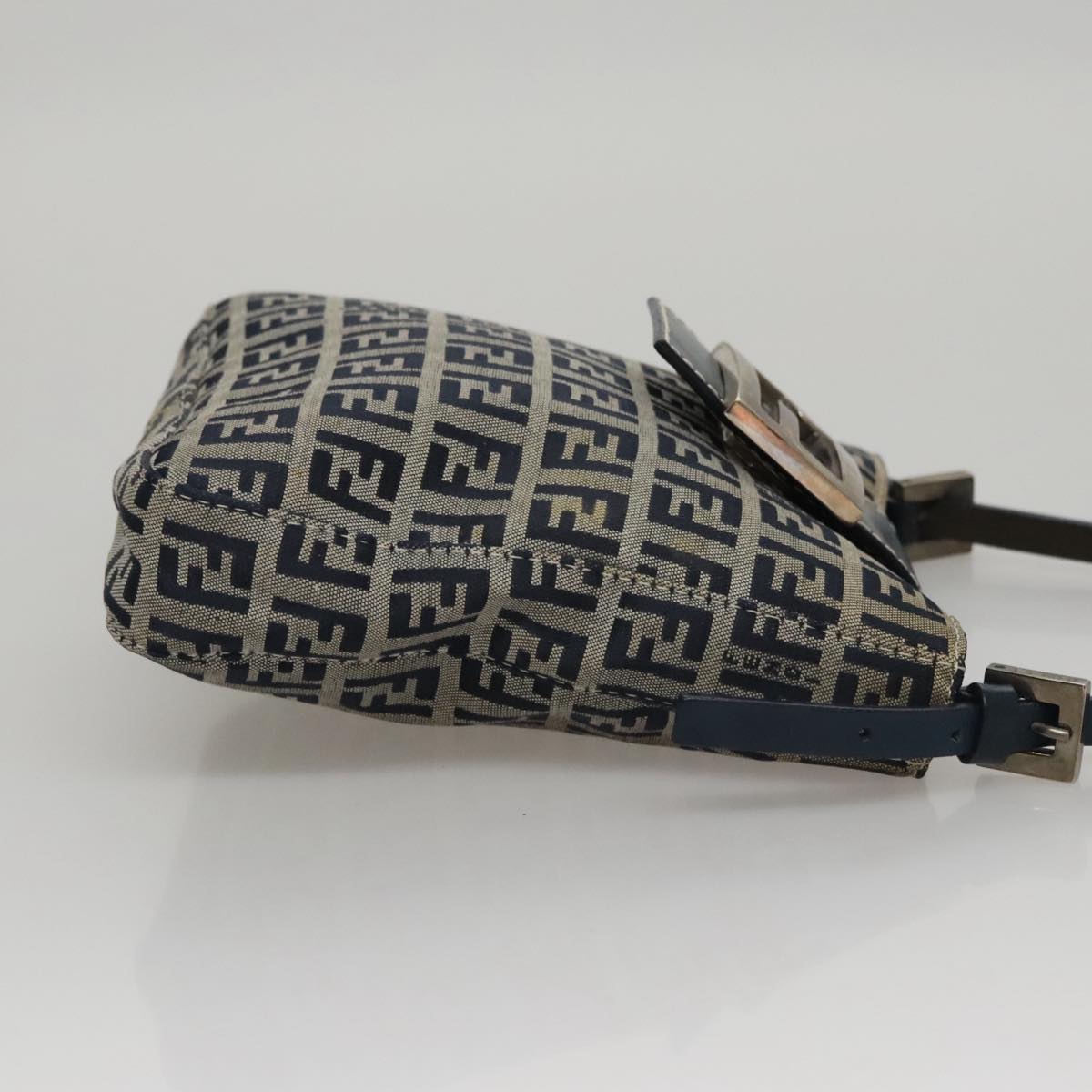 Fendi Zucchino Navy Canvas Shoulder Bag (Pre-Owned)