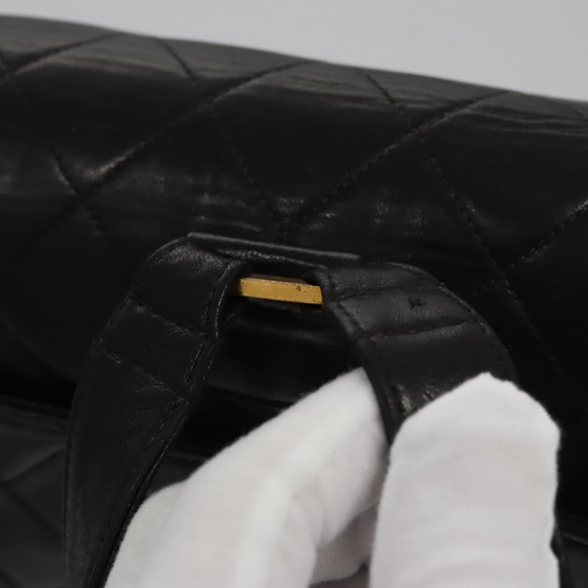Chanel Single Flap Black Leather Backpack Bag (Pre-Owned)
