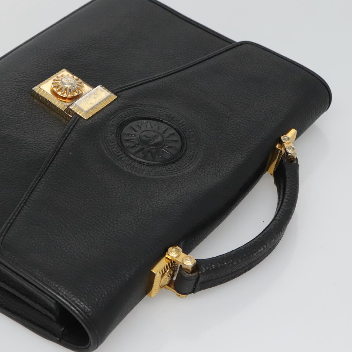 Versace Medusa Black Leather Briefcase Bag (Pre-Owned)