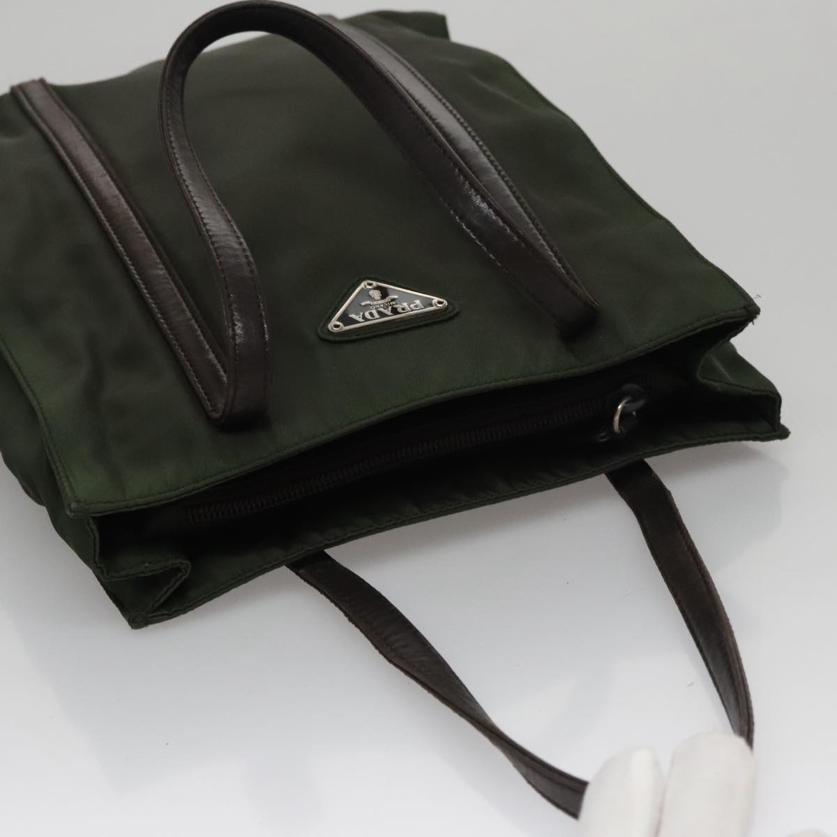 Prada Tessuto Khaki Synthetic Tote Bag (Pre-Owned)
