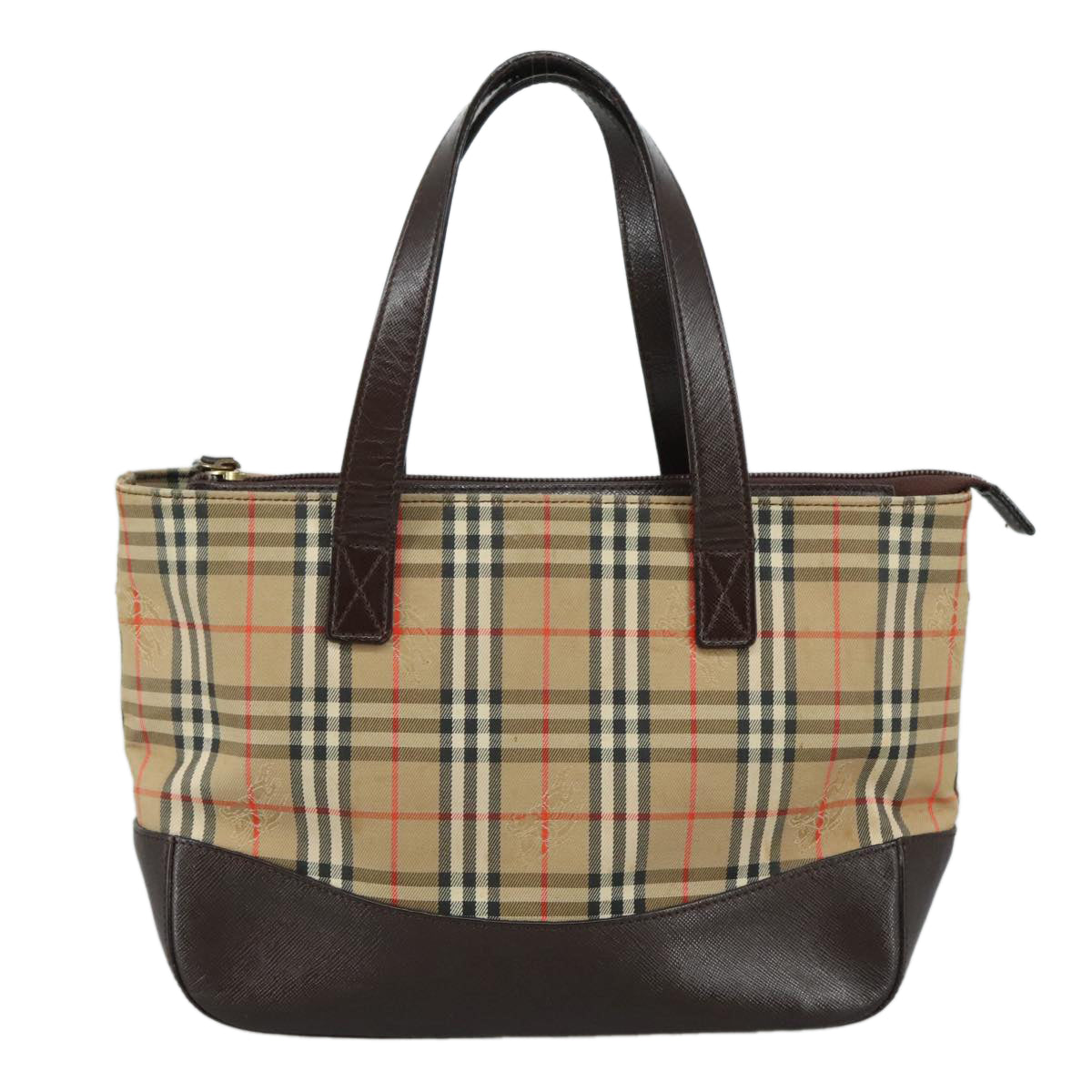 Burberry Nova Check Beige Canvas Handbag (Pre-Owned)
