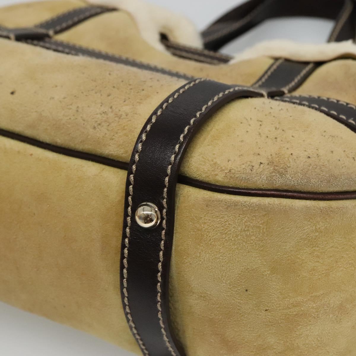 Gucci Bamboo Beige Suede Shoulder Bag (Pre-Owned)