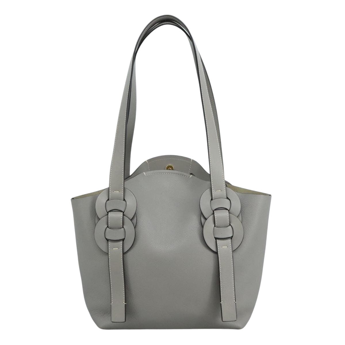 Chloé Darryl Grey Leather Tote Bag (Pre-Owned)