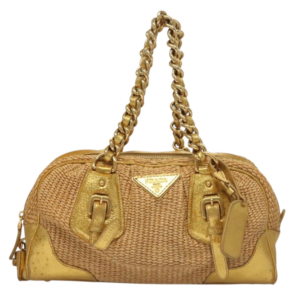 Prada Gold Nylon Shoulder Bag (Pre-Owned)