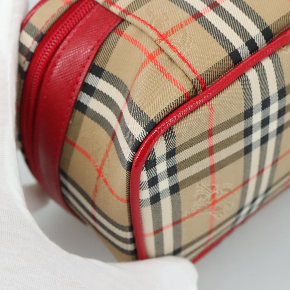 Burberry Nova Check Beige Canvas Handbag (Pre-Owned)