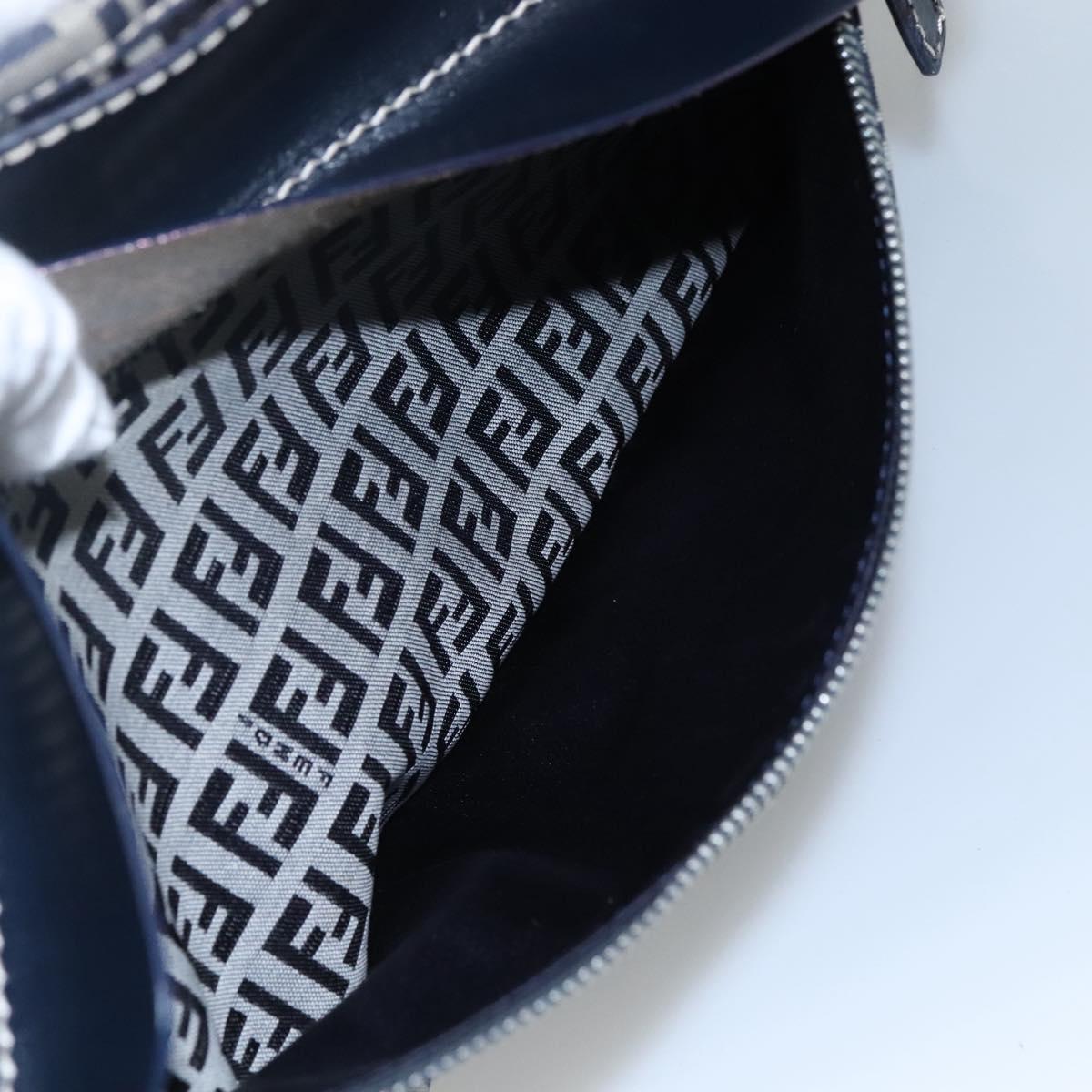 Fendi Zucchino Navy Canvas Shoulder Bag (Pre-Owned)