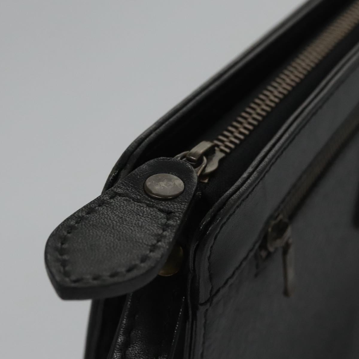 Burberry Check Link Black Leather Clutch Bag (Pre-Owned)