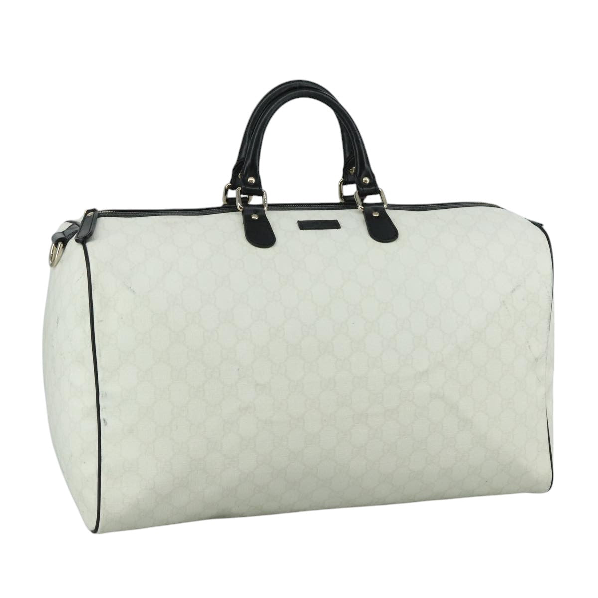 Gucci Gg Canvas White Canvas Travel Bag (Pre-Owned)