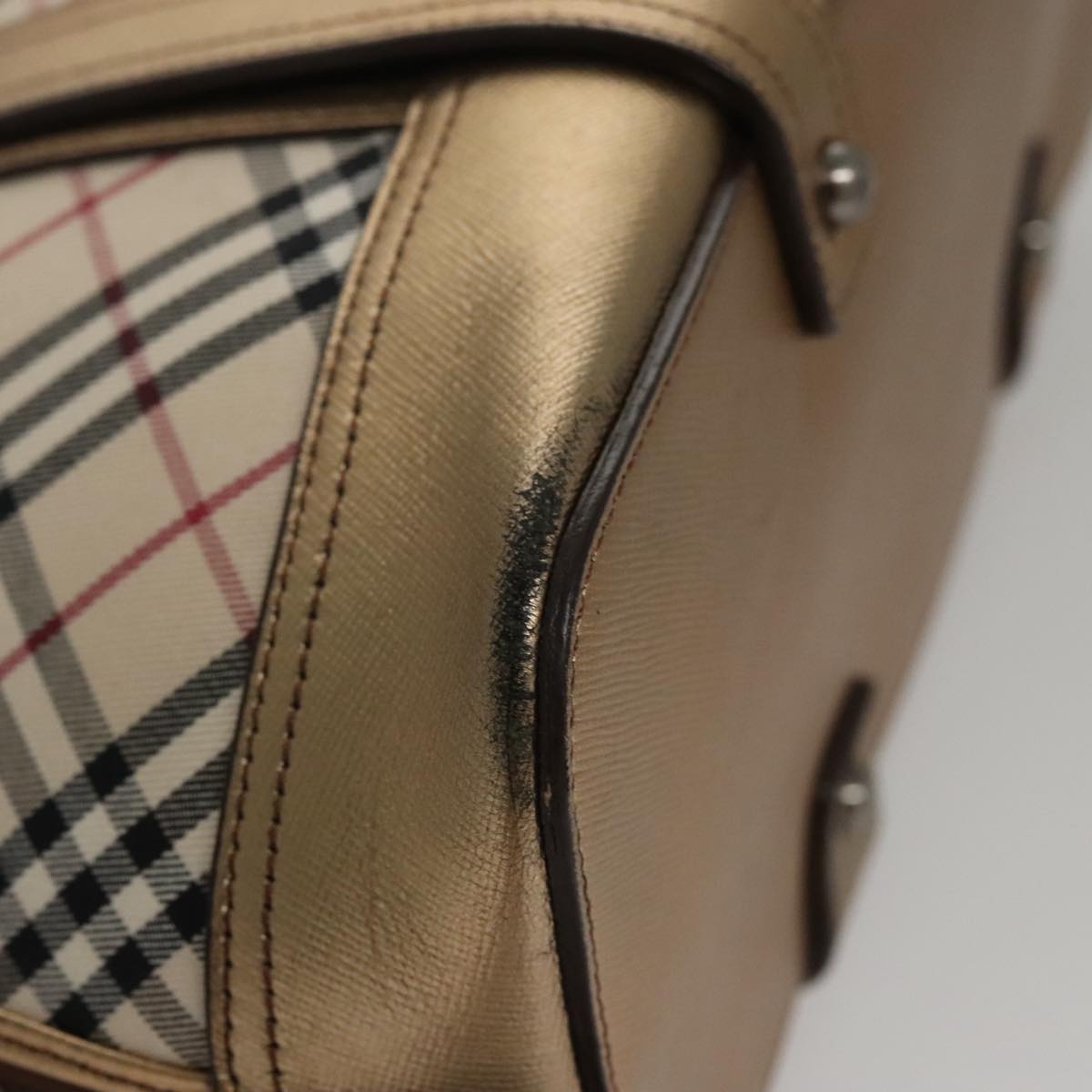 Burberry Nova Check Beige Canvas Handbag (Pre-Owned)