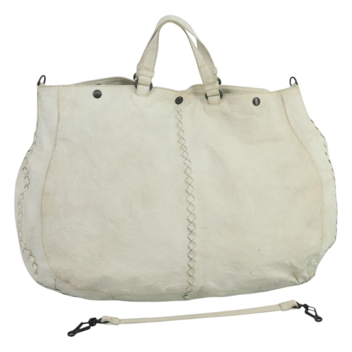 Bottega Veneta Cervo White Leather Tote Bag (Pre-Owned)