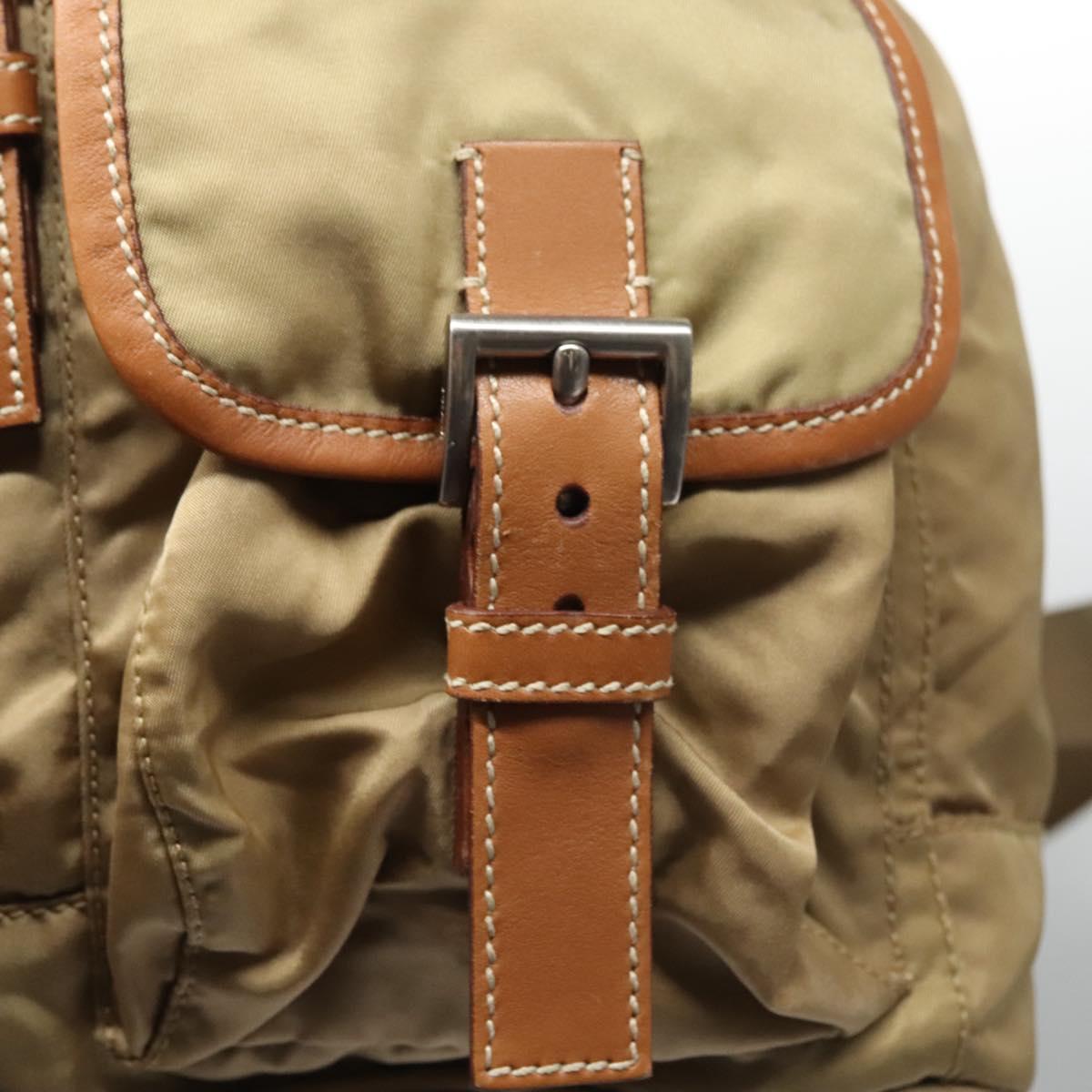 Prada Re-Nylon Khaki Synthetic Backpack Bag (Pre-Owned)