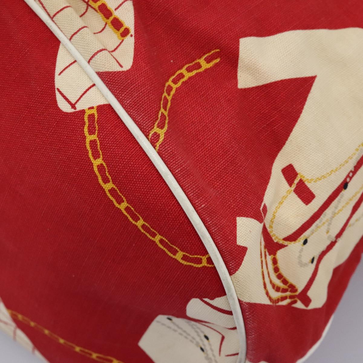 Chanel Coco Mark Red Canvas Shoulder Bag (Pre-Owned)