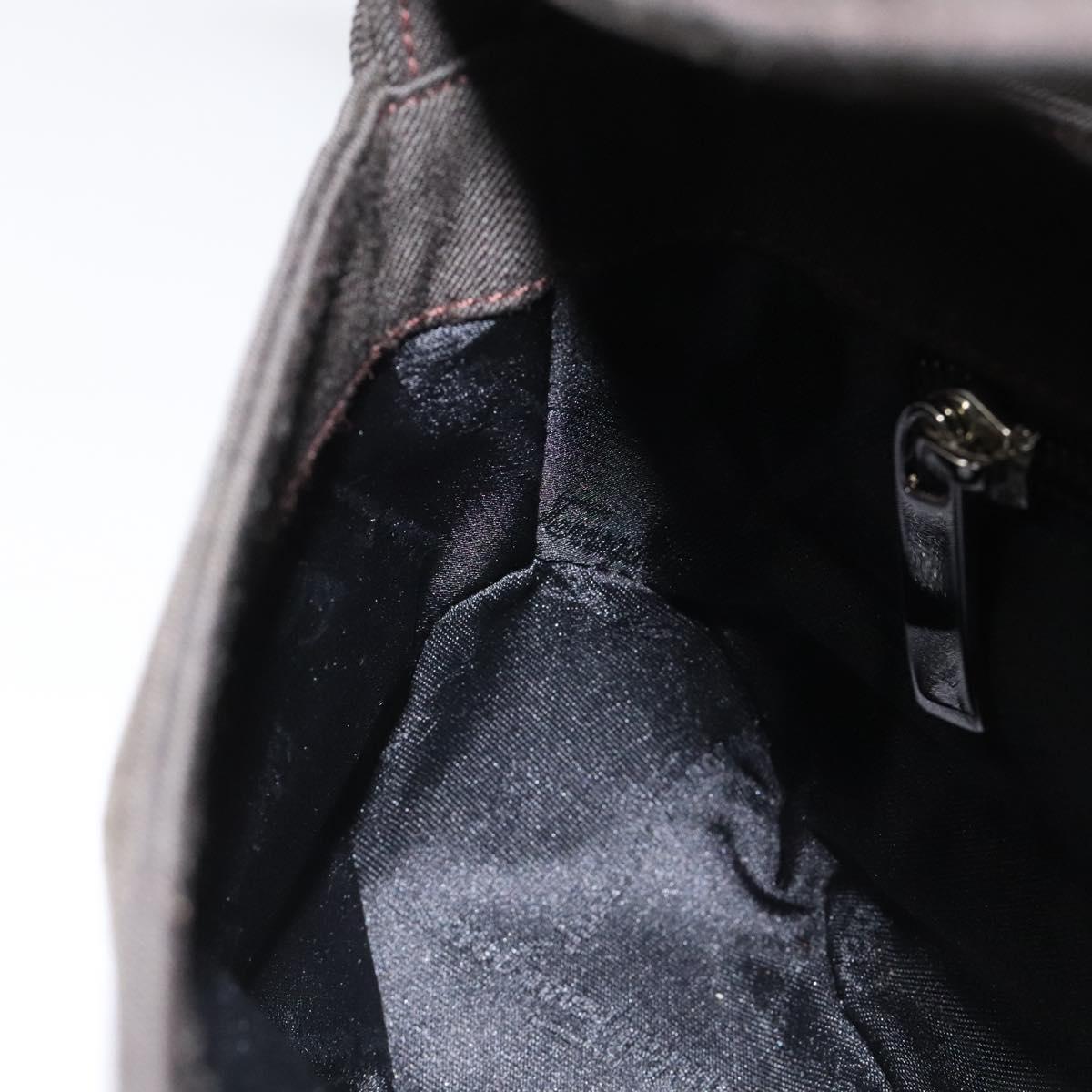 Salvatore Ferragamo Gancini Black Canvas Shoulder Bag (Pre-Owned)