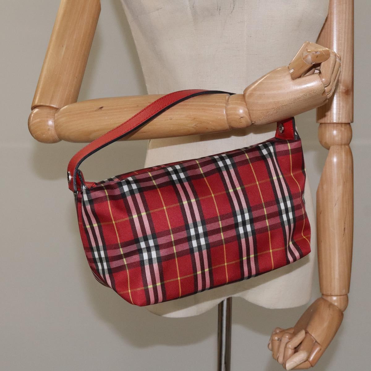 Burberry Nova Check Red Synthetic Handbag (Pre-Owned)
