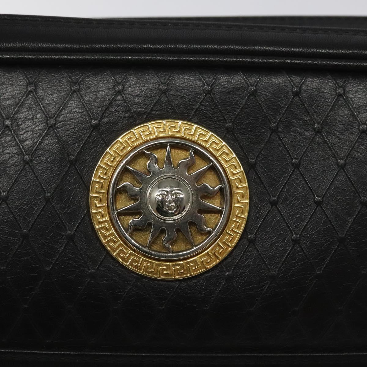 Versace Gianni Black Leather Clutch Bag (Pre-Owned)
