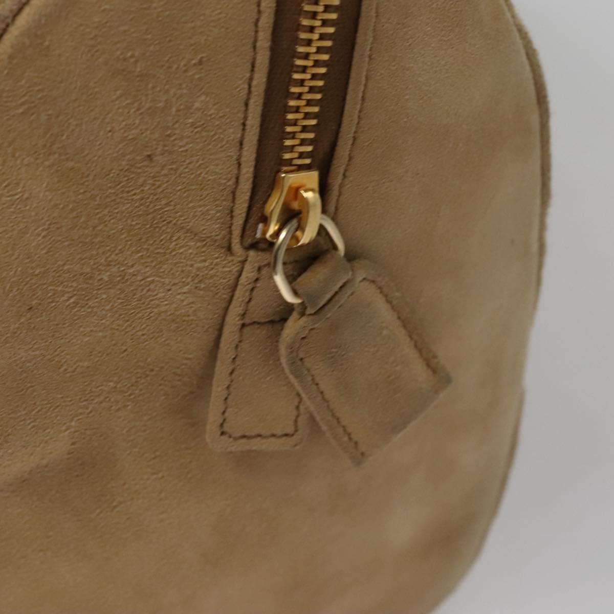 Prada Triangle Logo Beige Suede Handbag (Pre-Owned)