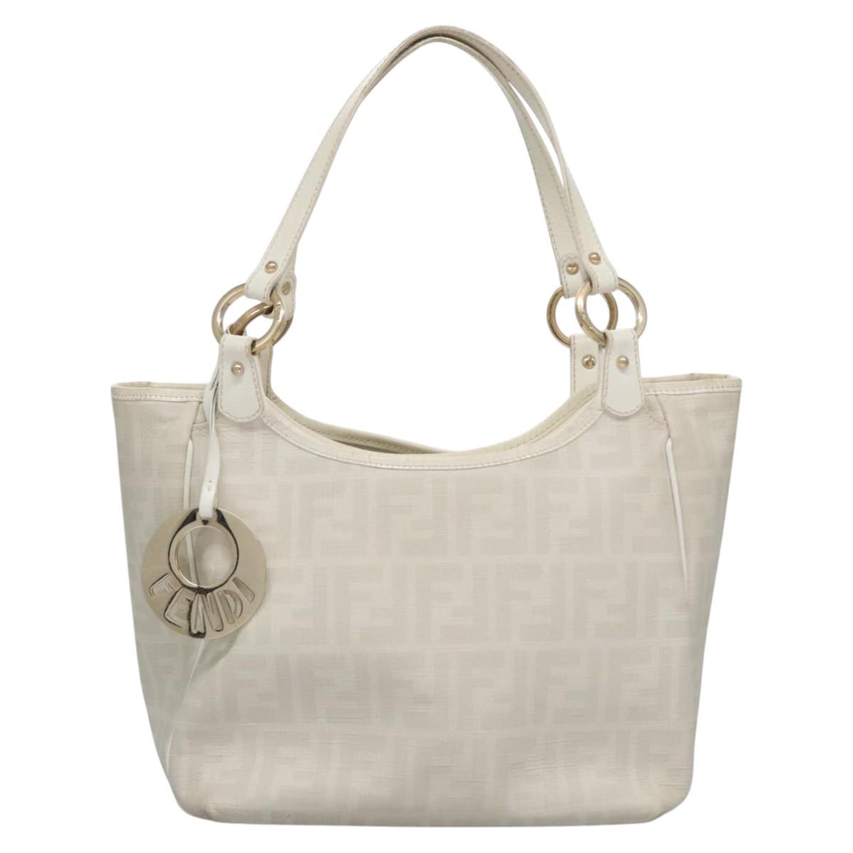 Fendi Zucca White Canvas Handbag (Pre-Owned)