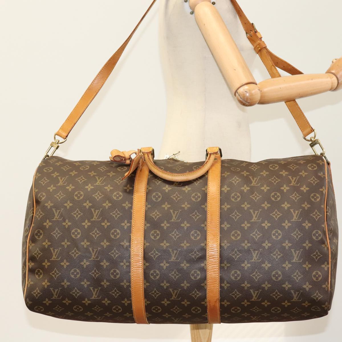 Louis Vuitton Keepall Bandoulière 60 Brown Canvas Travel Bag (Pre-Owned)