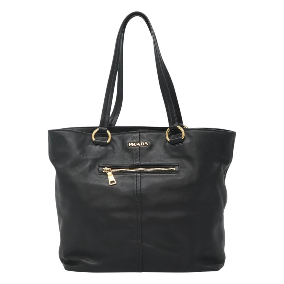 Prada Vitello Black Leather Tote Bag (Pre-Owned)