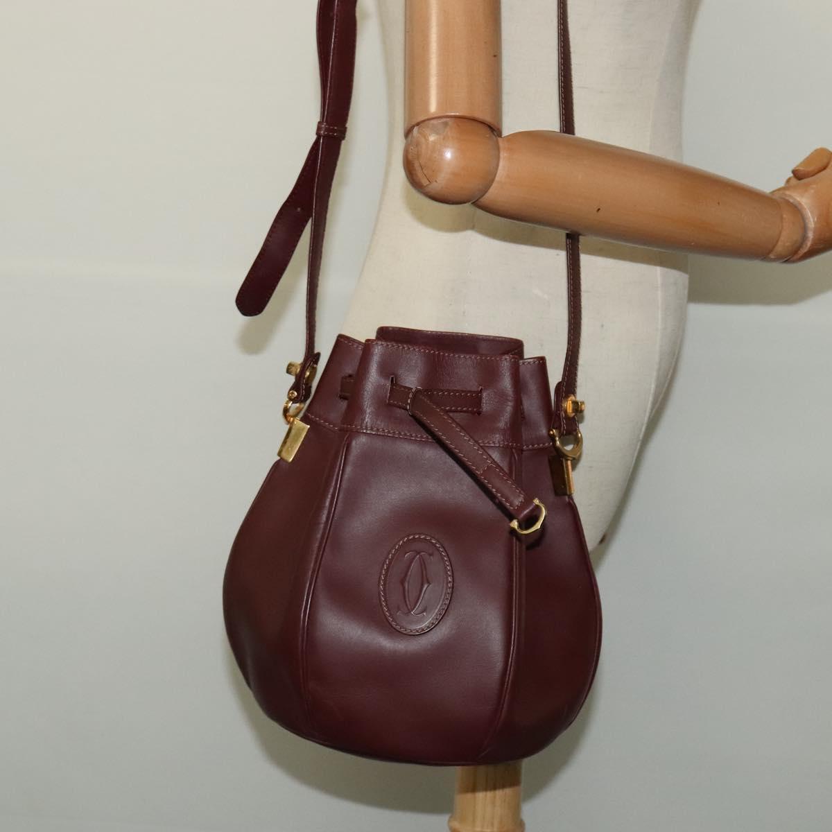 Cartier Must Line Burgundy Leather Shoulder Bag (Pre-Owned)